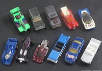 All 11 vehicles grouped for overhead view