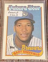 Front of 1989 Topps Gary Sheffield Future Star rookie card in sleeve
