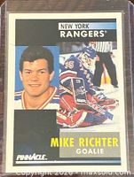 Front of 1991-92 Pinnacle Mike Richter card in sleeve