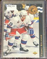 Front of 1992-93 Upper Deck Euro Rookies Teemu Selanne card