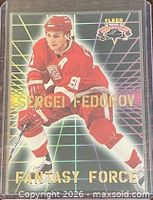 Front of the 1996-97 Fleer Fantasy Force Sergei Fedorov card