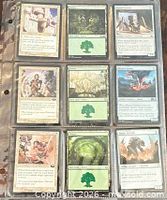Front view of nine cards in binder sleeve