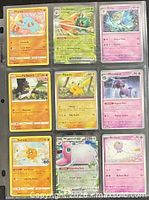 Front view of all nine Pokémon cards in sleeve