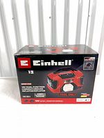 Front box view showing Einhell branding, model Pressito, 18V cordless inflator tool-only