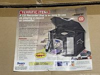 Marketing sheet showing Memorex CD recorder system and features