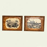 Both wood plaques front view