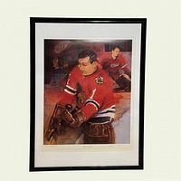 Full front view of framed lithograph