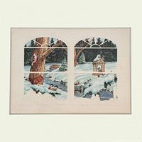 Front view of embossed window scene artwork on cardstock