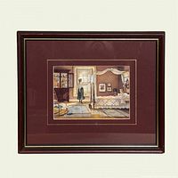 Framed print front view showing scene, mat, frame
