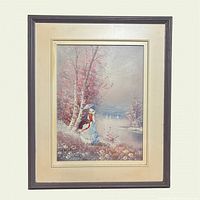 Full view of framed oil painting