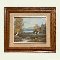 Front view of framed oil painting showing full artwork and frame