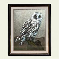 Full view of framed owl artwork front