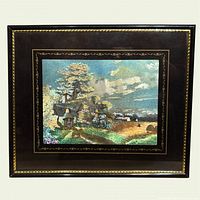 Full view of framed textured cottage print