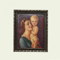 Front view of framed lithograph mother and child