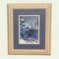 Front view of framed watercolor with mat and frame