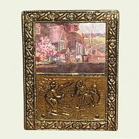 Front view of gilt brass picture frame showing full design
