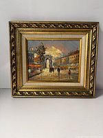 Full view of framed oil painting