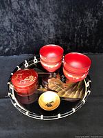 Full set showing tray, bowls, container, small dish