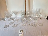 Full set of 15 stemware pieces displayed