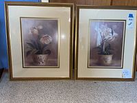 Both framed floral prints front view