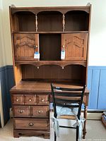 Full view of desk, hutch, and chair