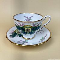 Teacup on saucer, full set visible