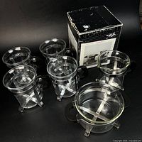 Full lot: four mugs, creamer, sugar bowl with original box