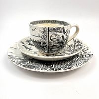 Cup stacked on saucer and plate showing Kioto pattern