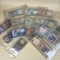 Spread of all banknotes in protector pages