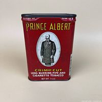 Front view showing Prince Albert portrait and product text