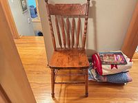 Full view of wooden spindle-back chair