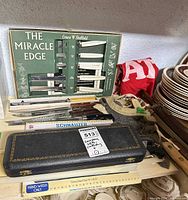 Overall lot showing boxed knife set, loose knives, carving set case and sheath