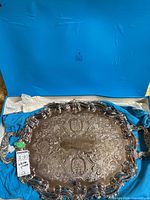 Tray inside Birks box with protective cloth, overall view