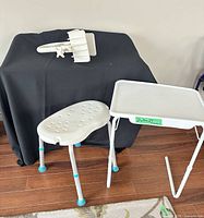 All three items: shower stool, side table, tub handle