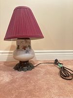 Full view of lamp with replacement shade attached