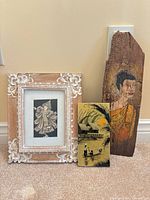 Group shot of three Asian art pieces