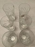Top view showing all six cut crystal glasses