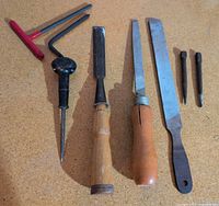 All eight tools laid out for identification and count