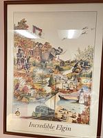 Full view of framed Incredible Elgin poster showing artwork and frame