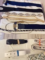 Overview of ten belts laid out