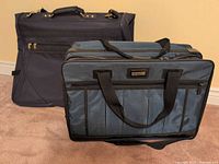 Samsonite garment bag and Jetliner carry-on side by side