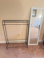 Front view of quilt rack and mirror