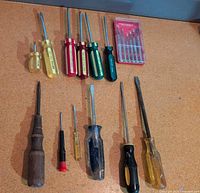 Group shot of twelve screwdrivers and precision bit set