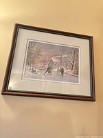 Front view of framed print on wall