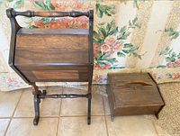 Sewing stand next to sewing box