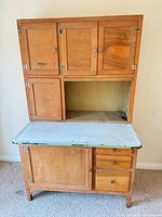 Full view of two-part Hoosier cabinet