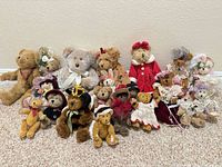 Group shot of all teddy bears arranged on carpet