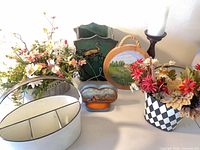 Group shot showing all eight decor items