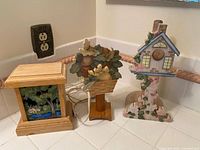 All three wooden items side by side on countertop