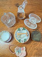 All eight miniature items displayed on tabletop